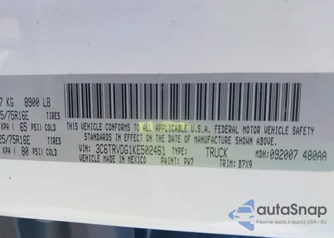 2019 Ram Promaster 2500 High Roof 159 Wb from USA, damaged, VIN 3C6TRVDG1KE502461